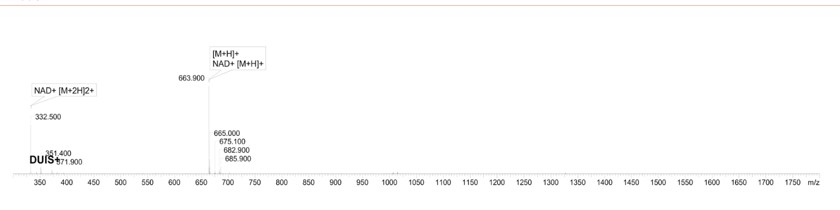 HPLC chromatogram for lot NADB-042026-4: a single principal peak for NAD+
